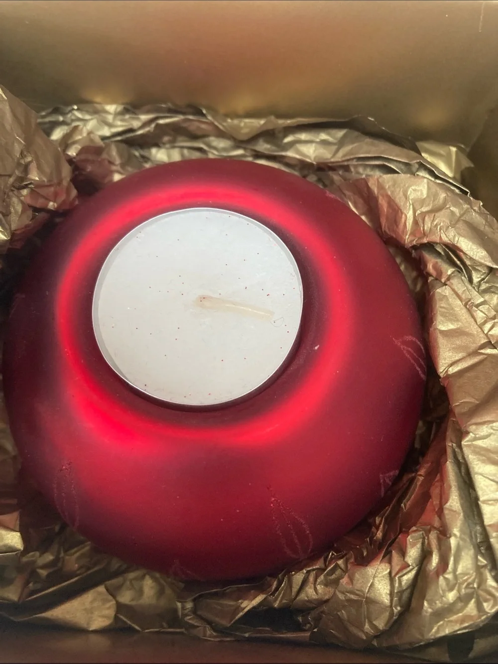 Waterford Red Frosted Round Tealight Holder